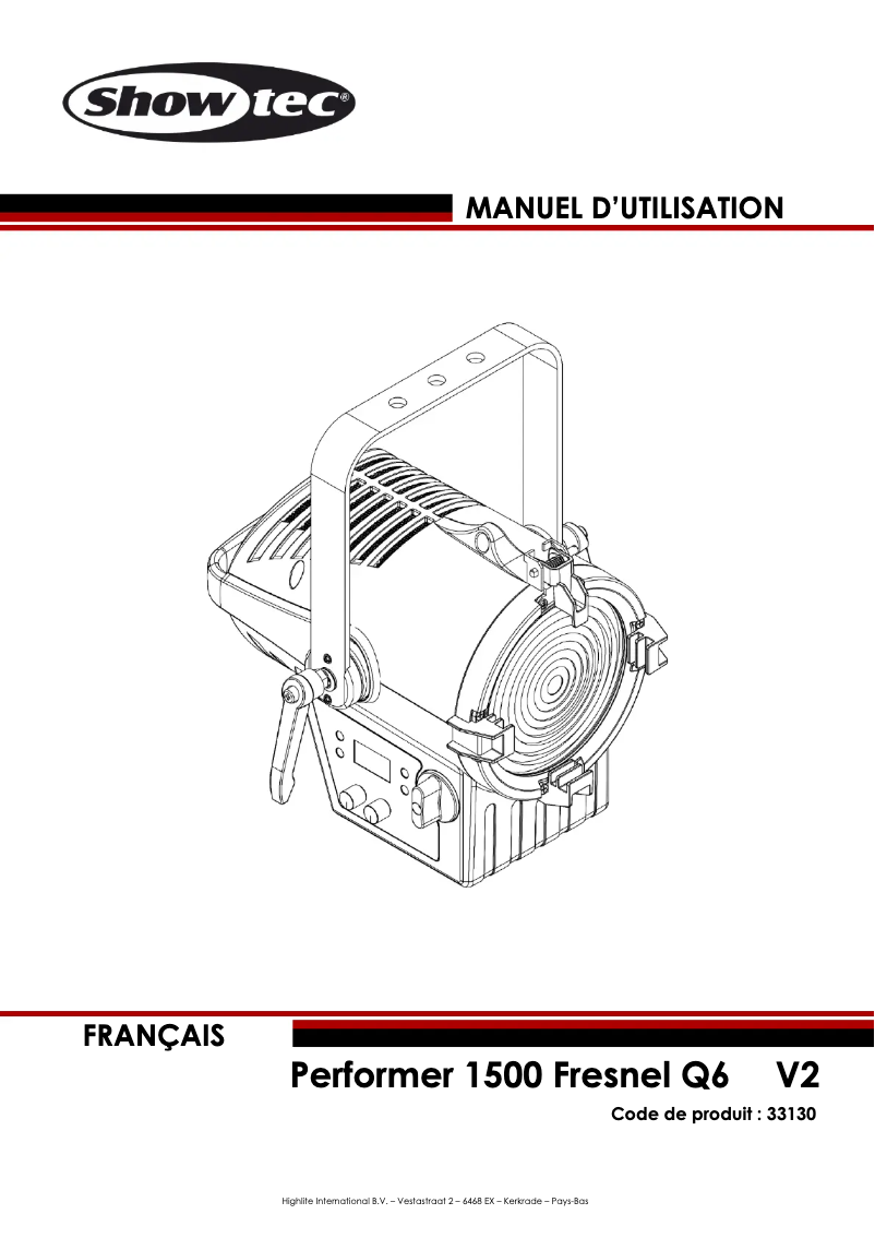 Page n°1 - Manuel utilisateur Showtec Performer 1500 Fresnel Q6