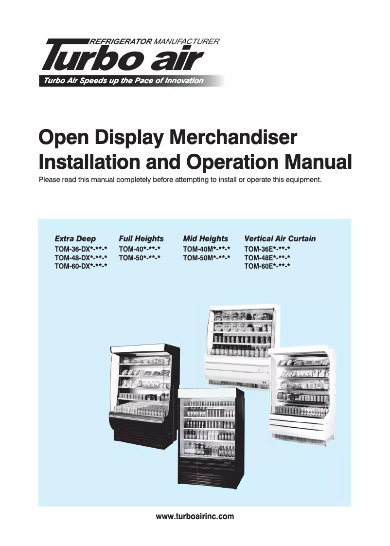 Página 1 del manual Manual de uso y mantenimiento Turbo air TOM-40