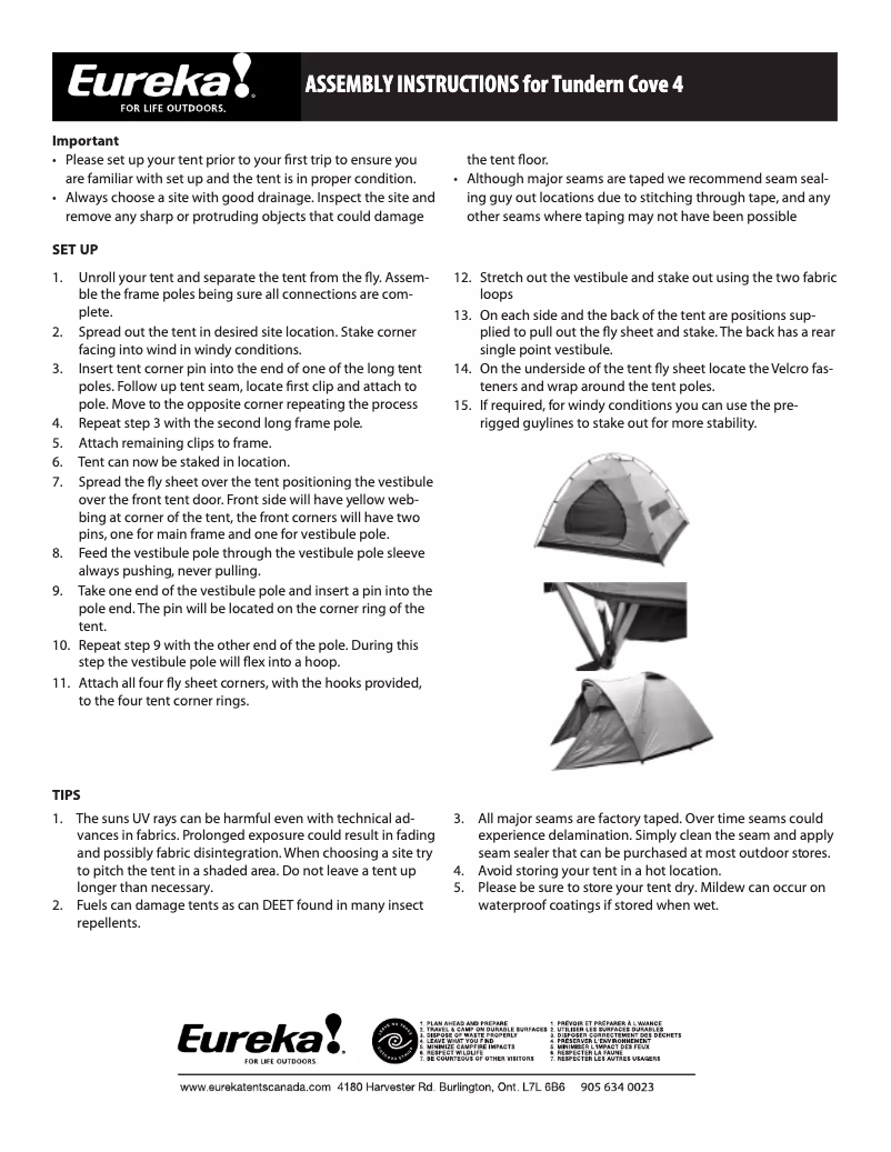 Página 1 del manual Manual de usuario Eureka Tundern Cove 4