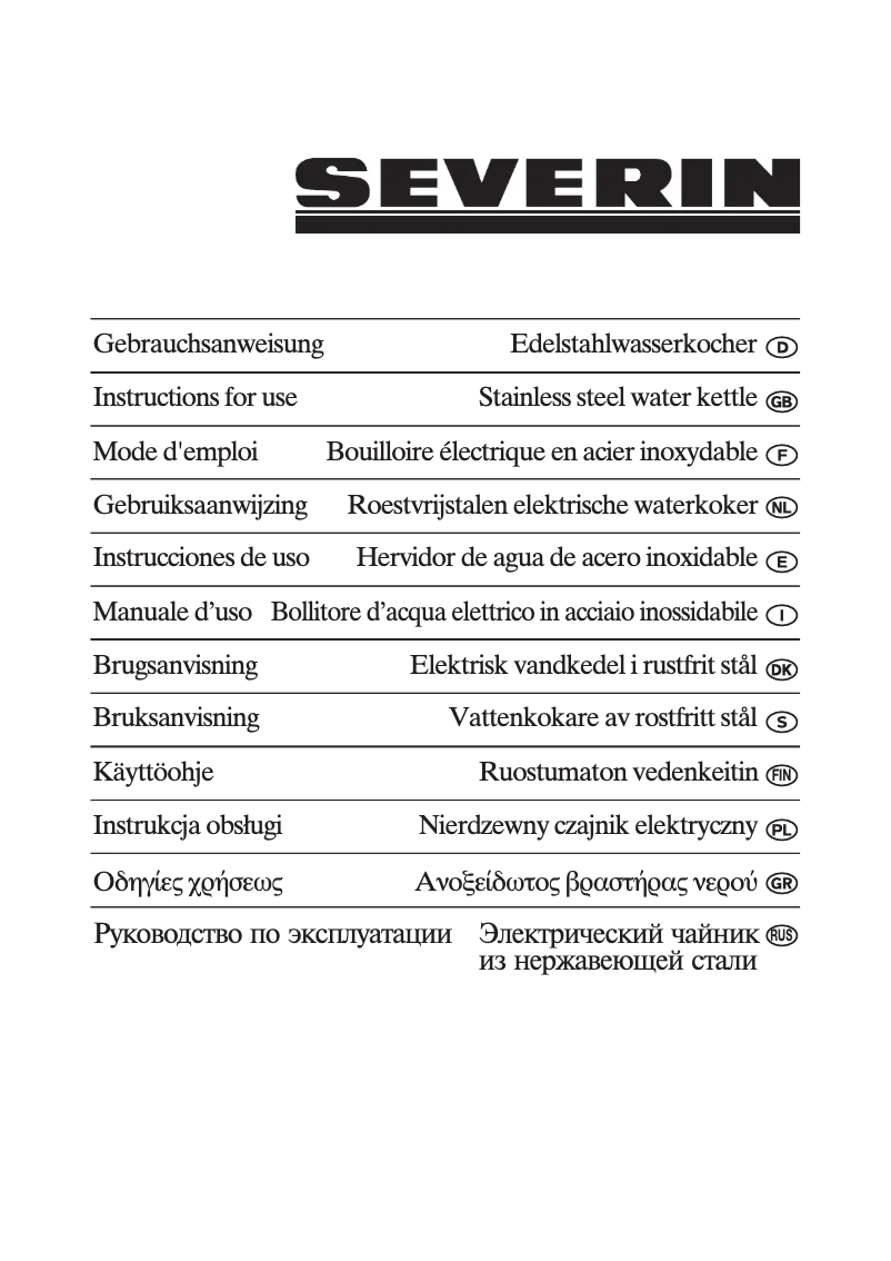 Page n°1 - Manuel utilisateur Severin WK 3322