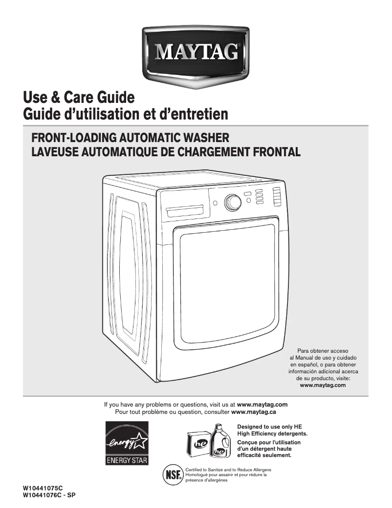 Page n°1 - Manuel utilisateur Maytag MHW6000AW Maxima XL