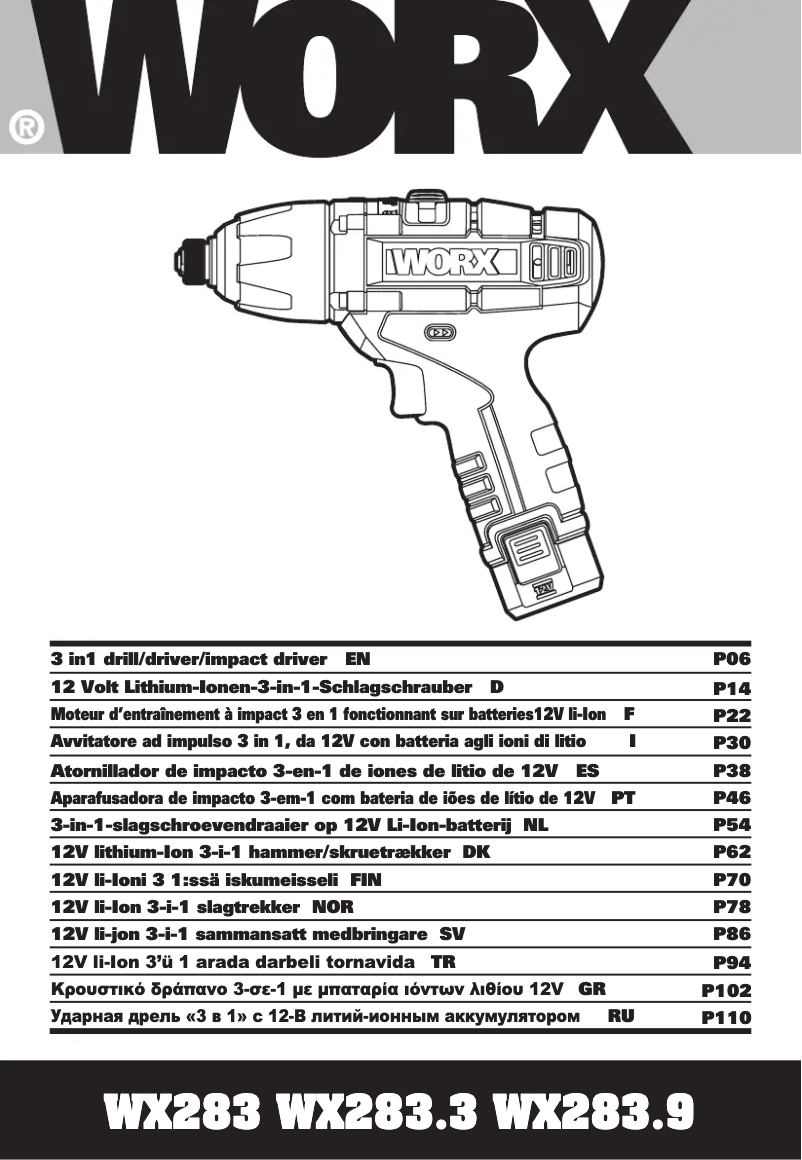 Page n°1 - Manuel utilisateur Worx WX283