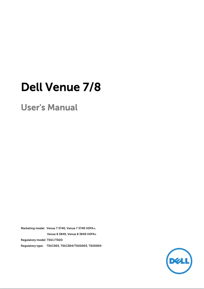 Page 1 de la notice Manuel utilisateur Dell Venue 3000 3840