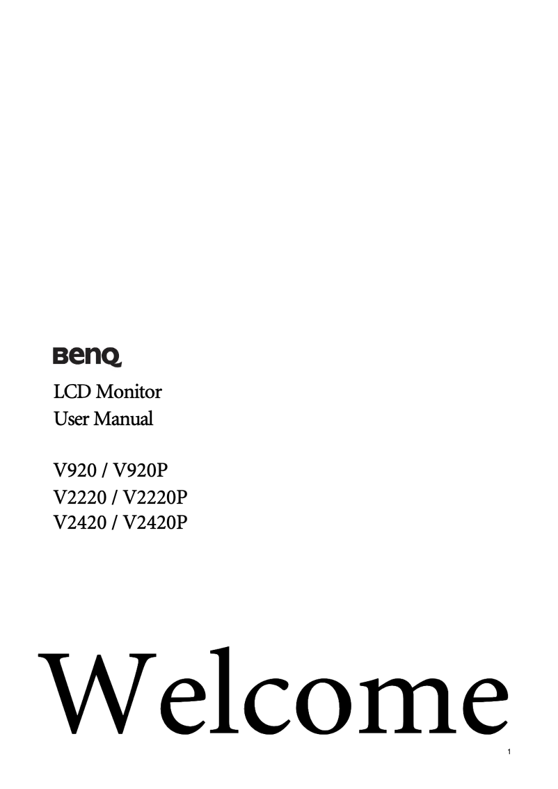 Página 1 del manual Manual de usuario BenQ V920