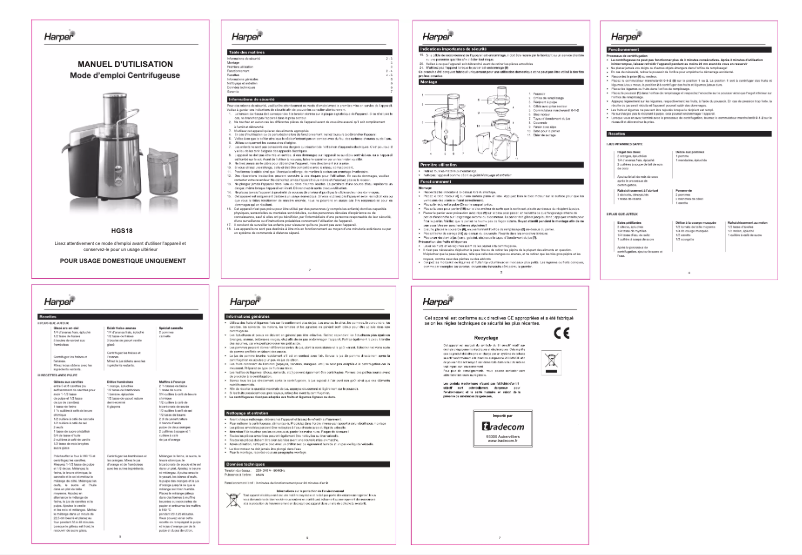 Page 1 de la notice Manuel utilisateur Harper HGS180