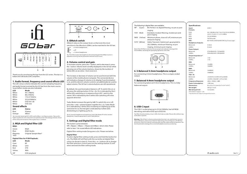 Page 1 de la notice Manuel utilisateur iFi Audio GO bar Roon Bundle