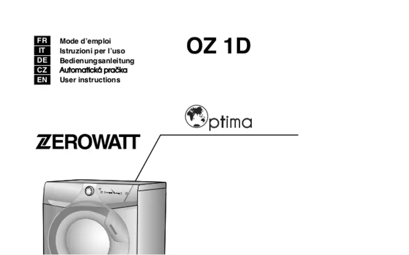Page 1 de la notice Manuel utilisateur Zerowatt OZ 106 1D HCC Optima