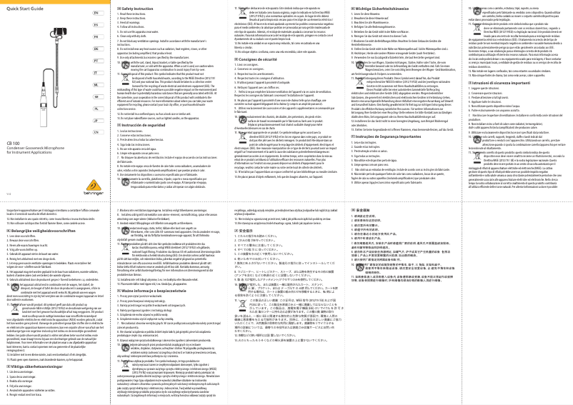 Page n°1 - Guide de démarrage rapide Behringer CB 100