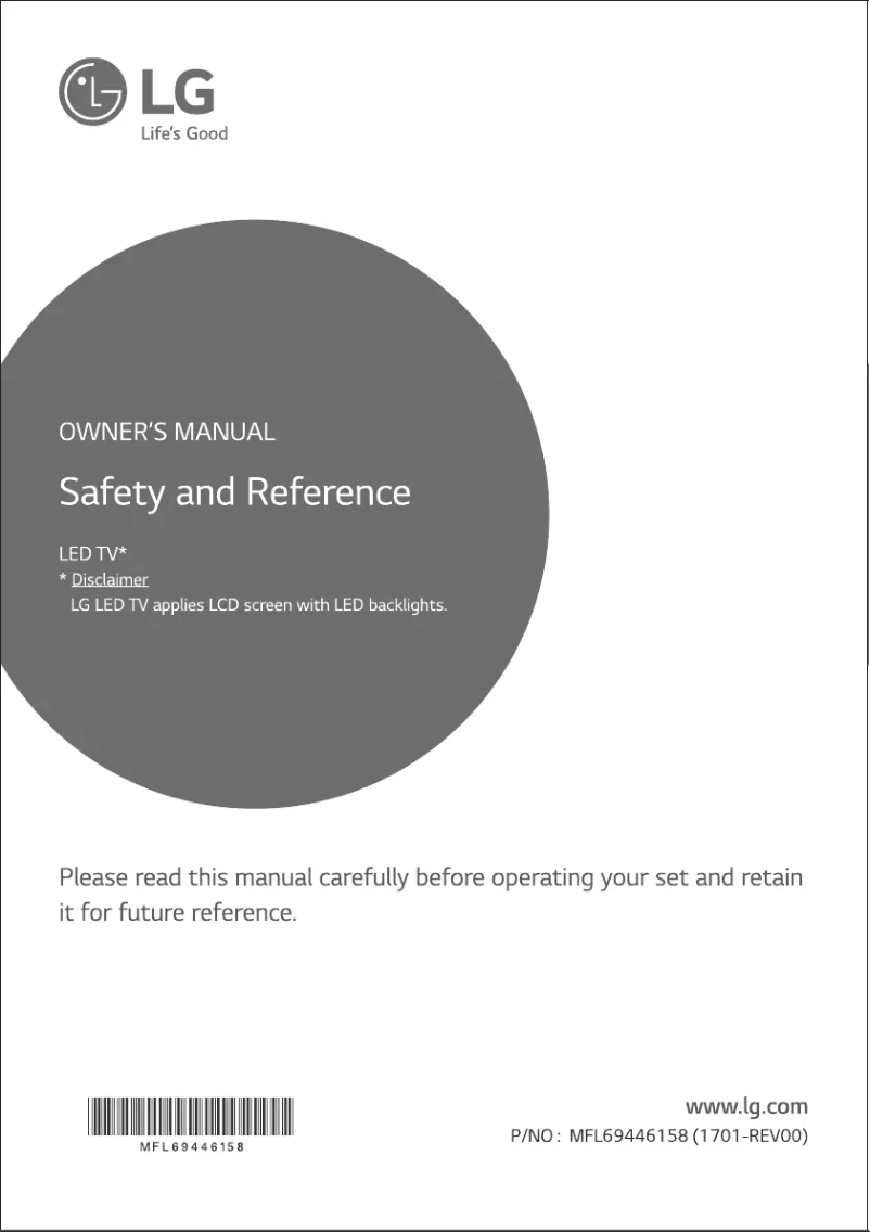 Page 1 de la notice Manuel utilisateur LG 49LJ554T