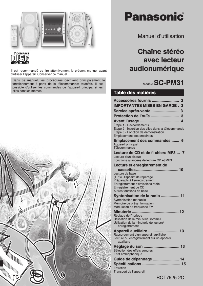 Página 1 del manual Manual de usuario Panasonic SC-PM31