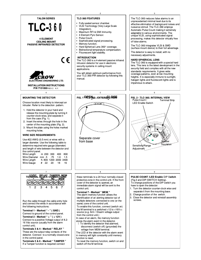 Page n°1 - Manuel utilisateur Crow TLC-360