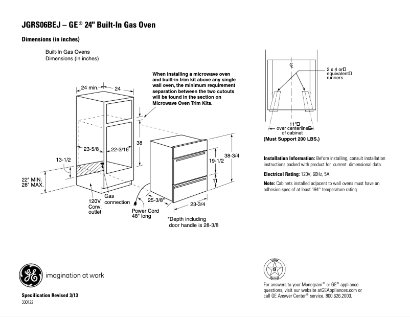 Page n°1 - Fiche technique GE JGRS06BEJBB