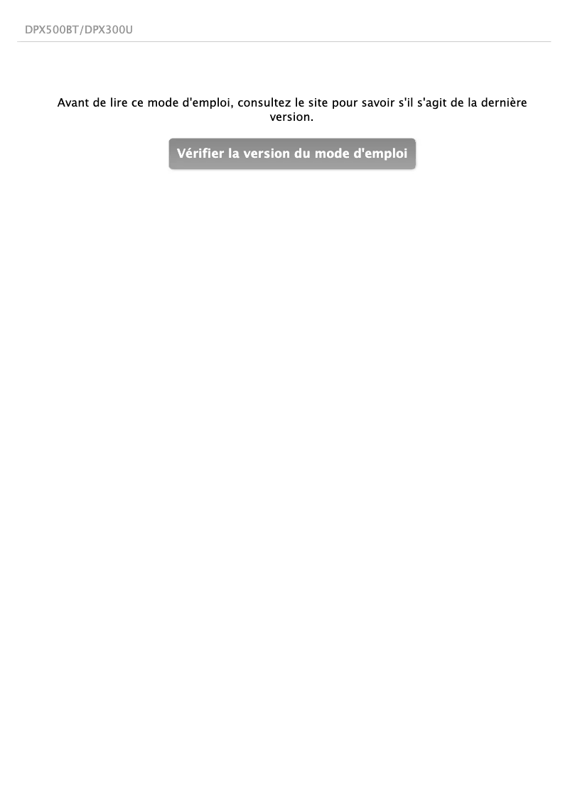 Page 1 de la notice Manuel utilisateur Kenwood DPX500BT