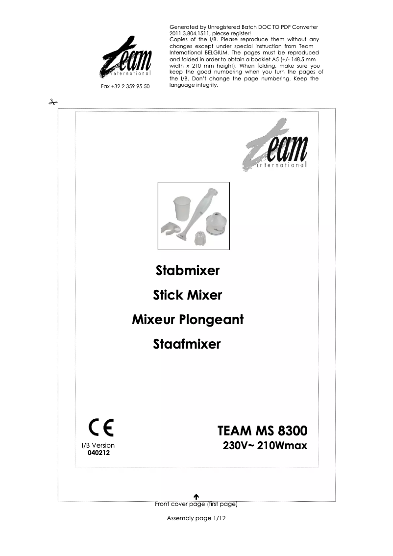 Página 1 del manual Manual de usuario Team MS 8300