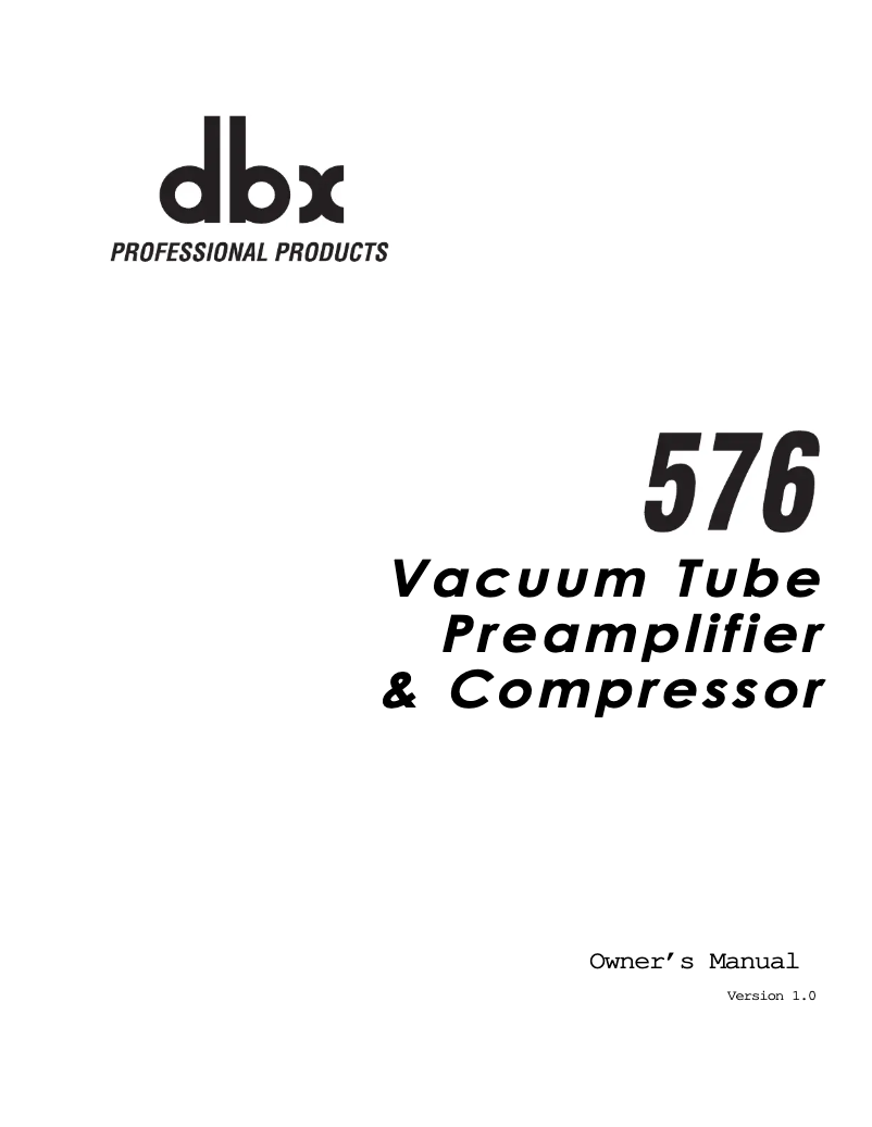 Page n°1 - Manuel utilisateur DBX 576