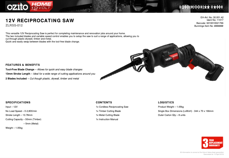 Image de la première page du manuel de l'appareil ZLRSS-012
