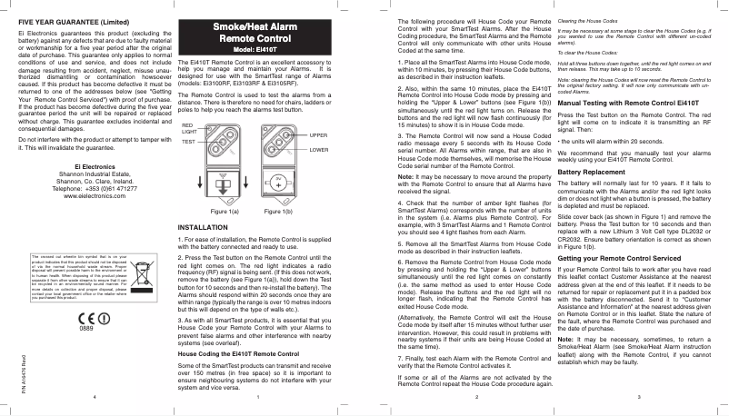 Page 1 de la notice Manuel utilisateur Ei Electronics Ei 410