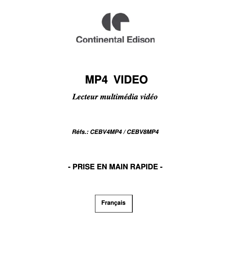 Page n°1 - Manuel utilisateur Continental Edison CEBV4MP4