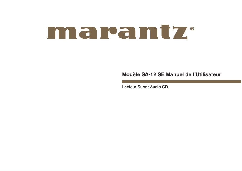 Page n°1 - Manuel utilisateur Marantz SA-12SE