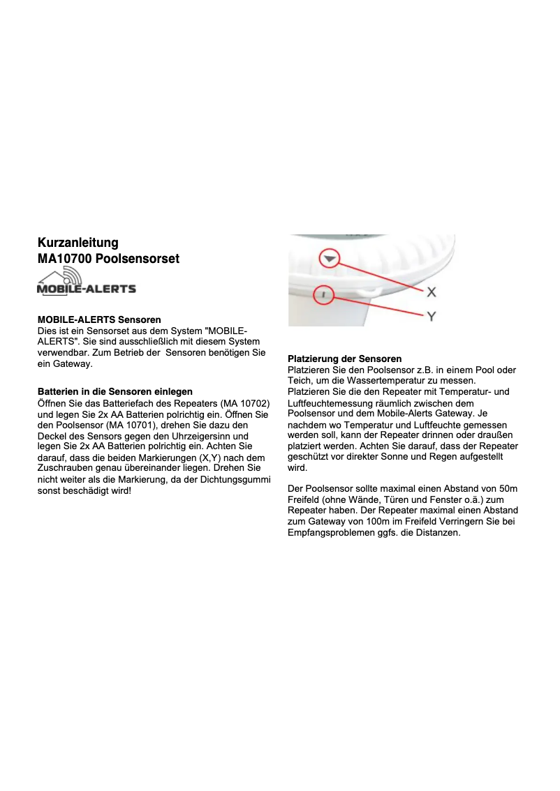 Page 1 de la notice Manuel utilisateur Techno Line MA 10700