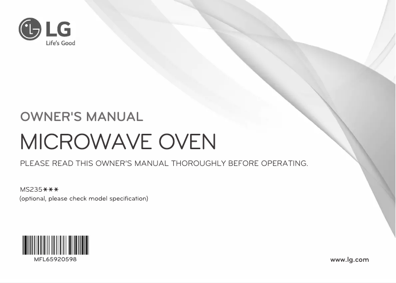 Page 1 de la notice Manuel utilisateur LG MS2354JAS
