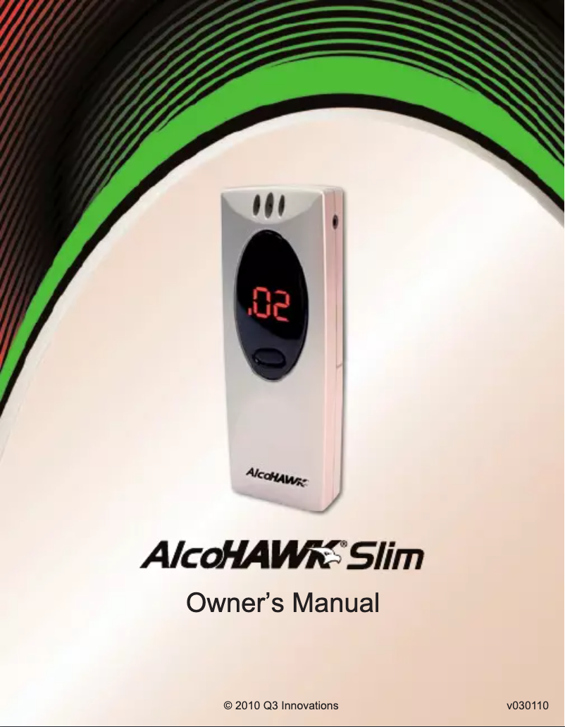 Page 1 de la notice Manuel utilisateur AlcoHAWK Slim
