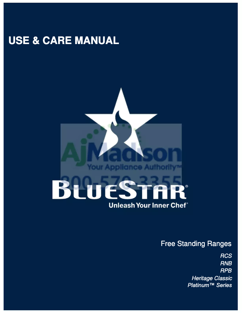 Page n°1 - Manuel d'utilisation et d'entretien BlueStar RNB488BV2