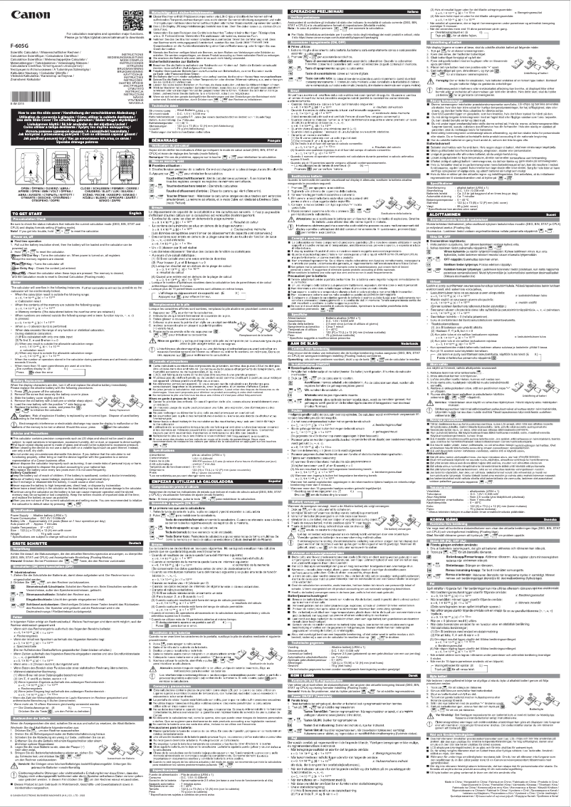 Image de la première page du manuel de l'appareil F-605G