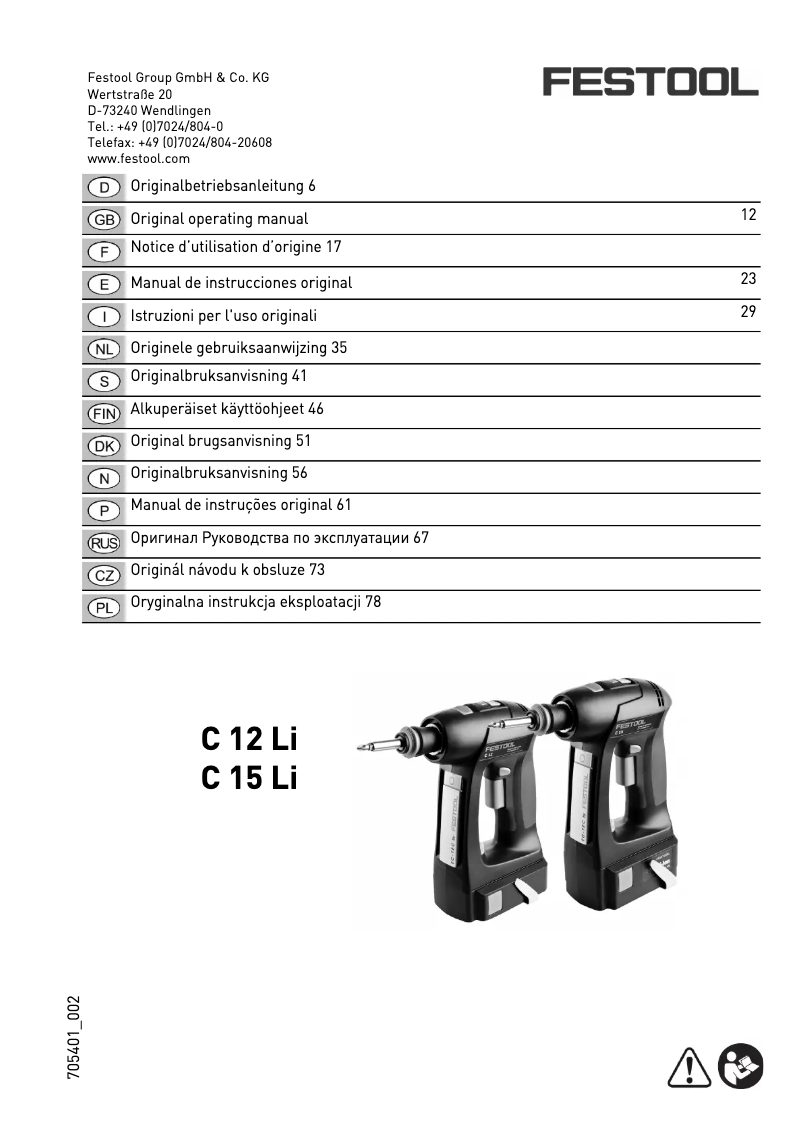 Image de la première page du manuel de l'appareil C 12 LI