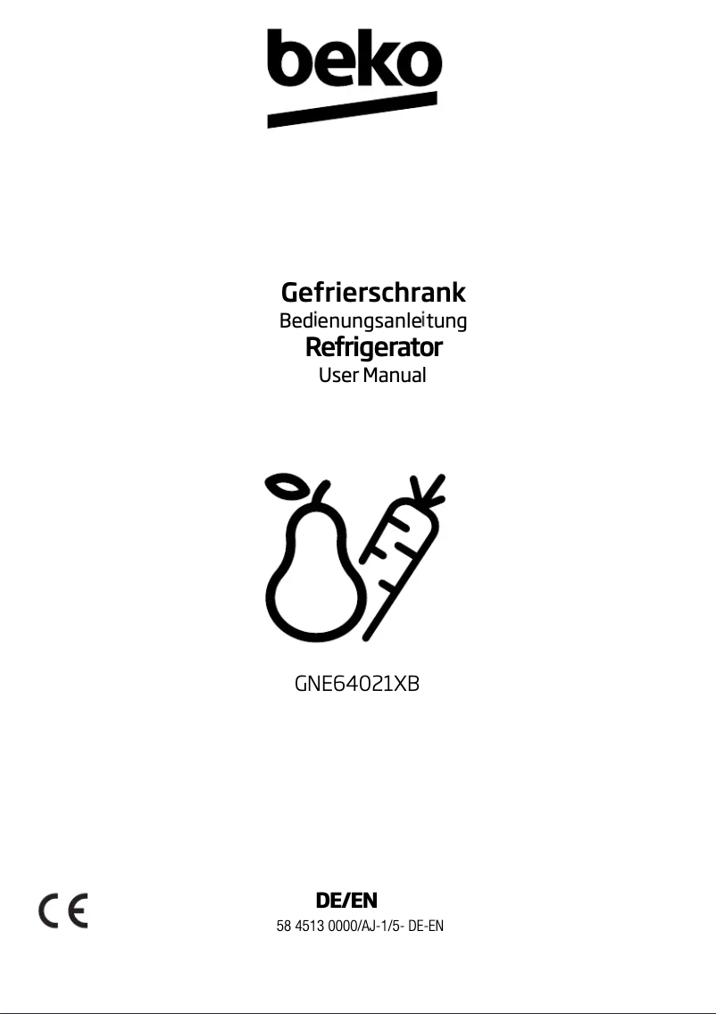 Page 1 de la notice Manuel utilisateur Beko GNE64021XB