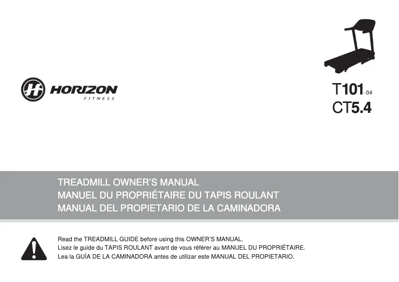 Page 1 de la notice Manuel utilisateur Horizon Fitness CT5.4