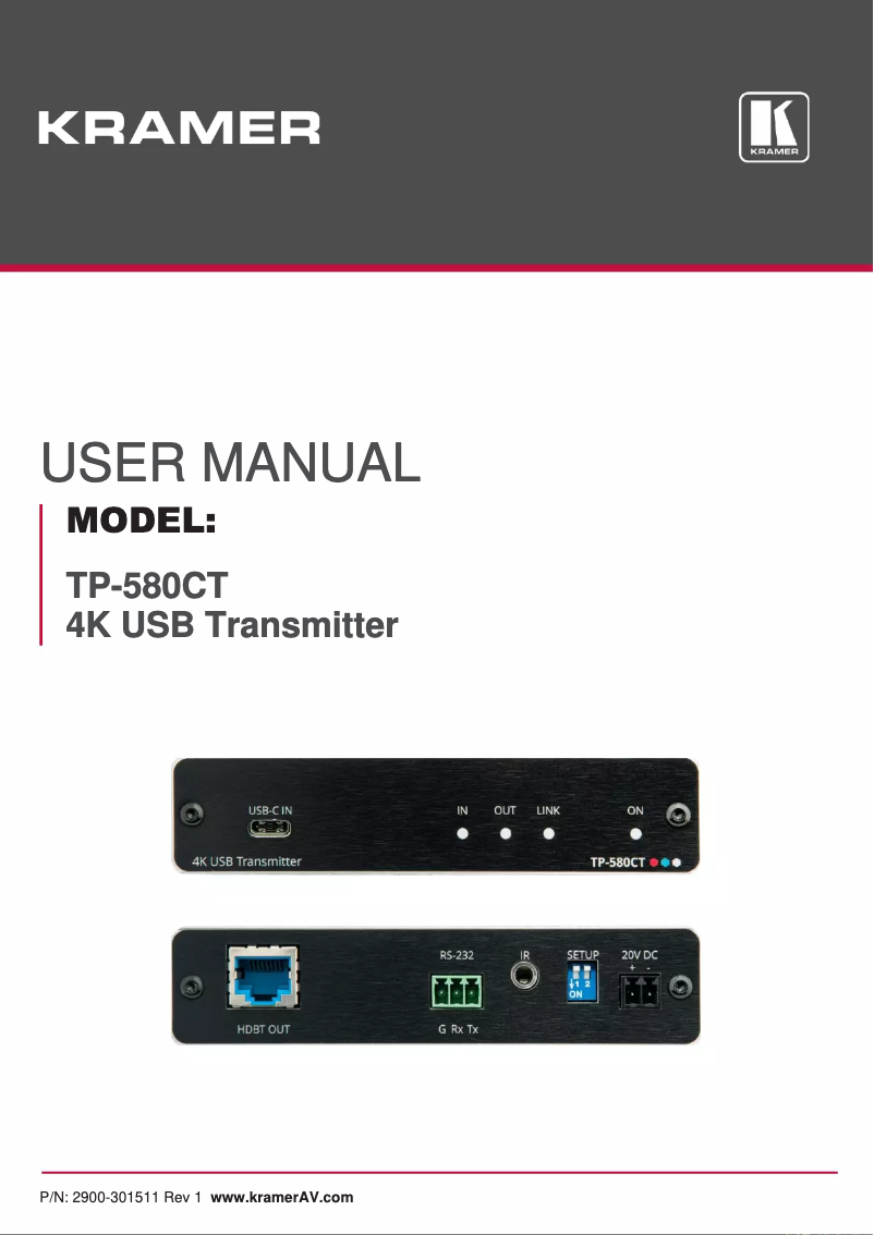 Page n°1 - Manuel utilisateur Kramer TP-580CT