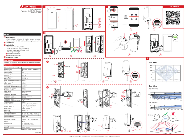 Page 1 de la notice Guide de démarrage rapide Hikvision DS-PDP18-HM-WB
