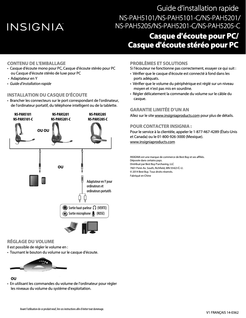 Image de la première page du manuel de l'appareil NS-PAH5205