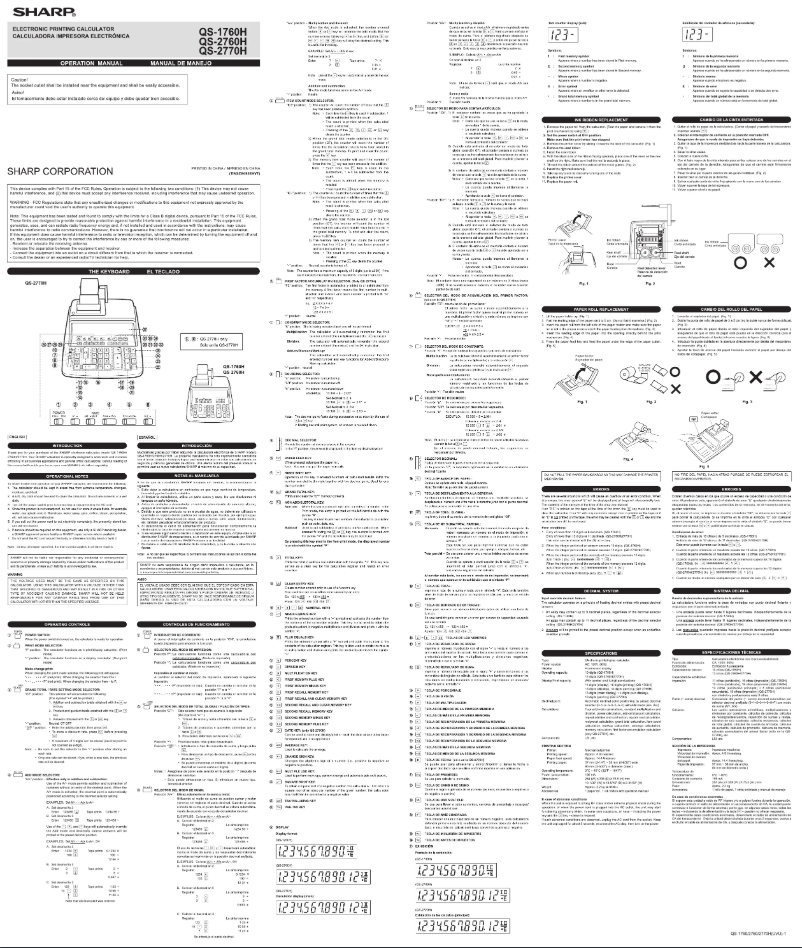 Page 1 de la notice Manuel utilisateur Sharp QS-1760H