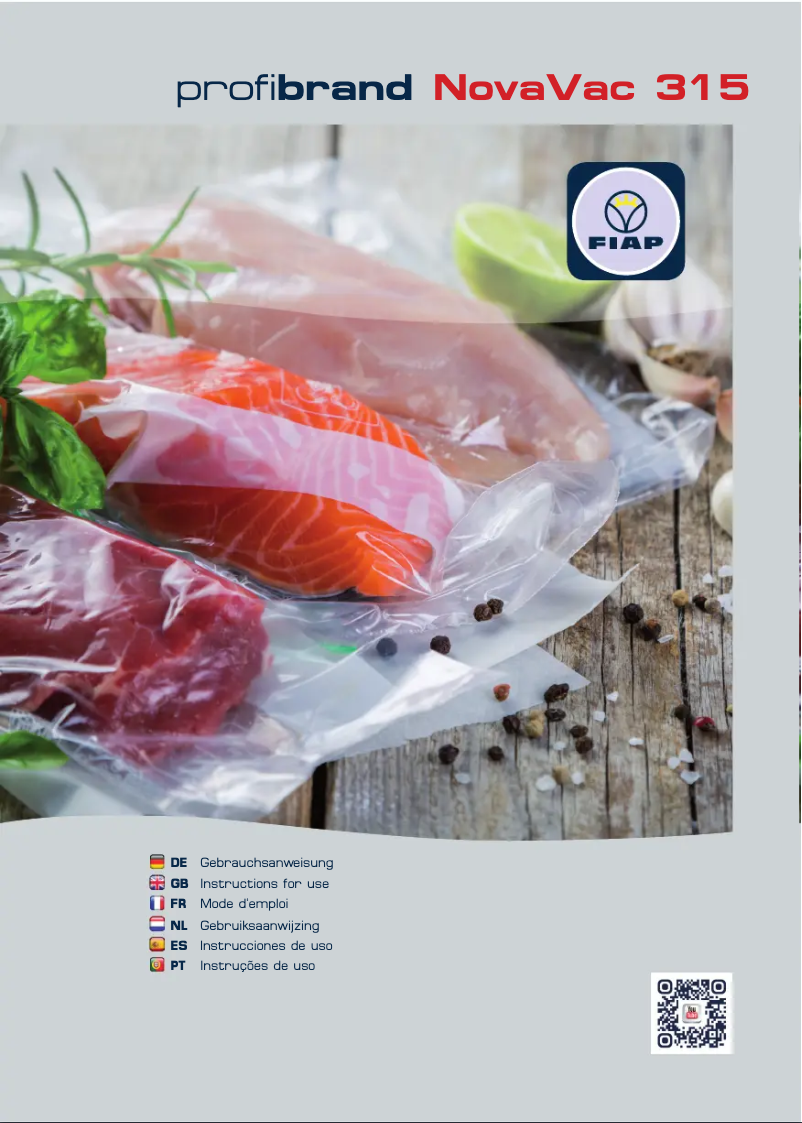Image de la première page du manuel de l'appareil profibrand NovaVac 315