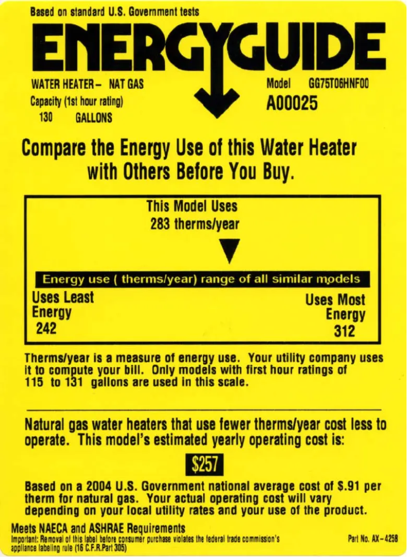 Página 1 del manual Etiqueta energética GE GG75T06HNF00