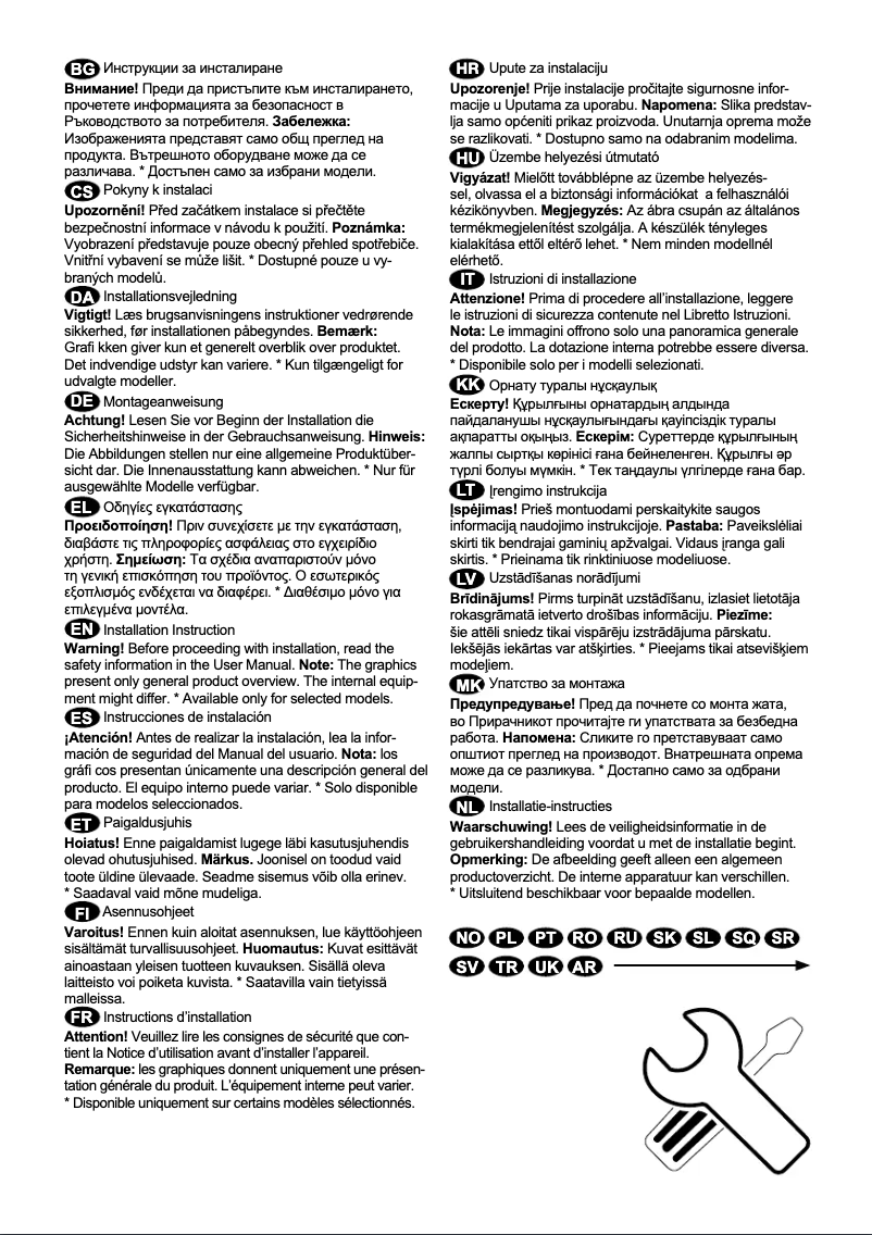 Page 1 de la notice Guide d'installation Electrolux LNT5NF33W3
