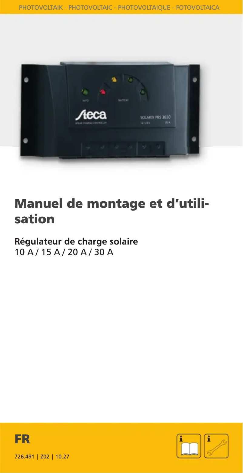 Page 1 de la notice Manuel utilisateur Steca Solarix PRS 2020