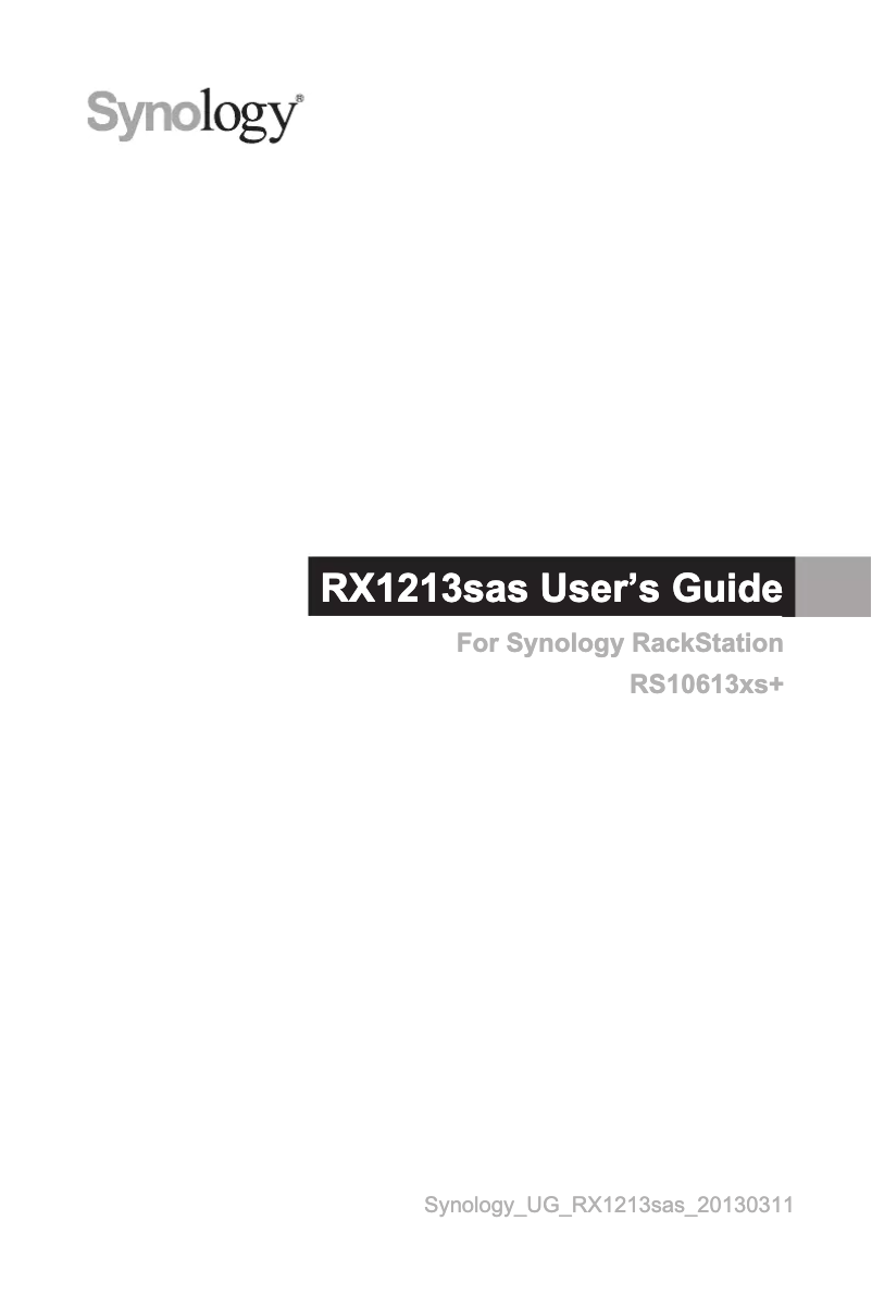 Page n°1 - Manuel utilisateur Seagate RX1213sas