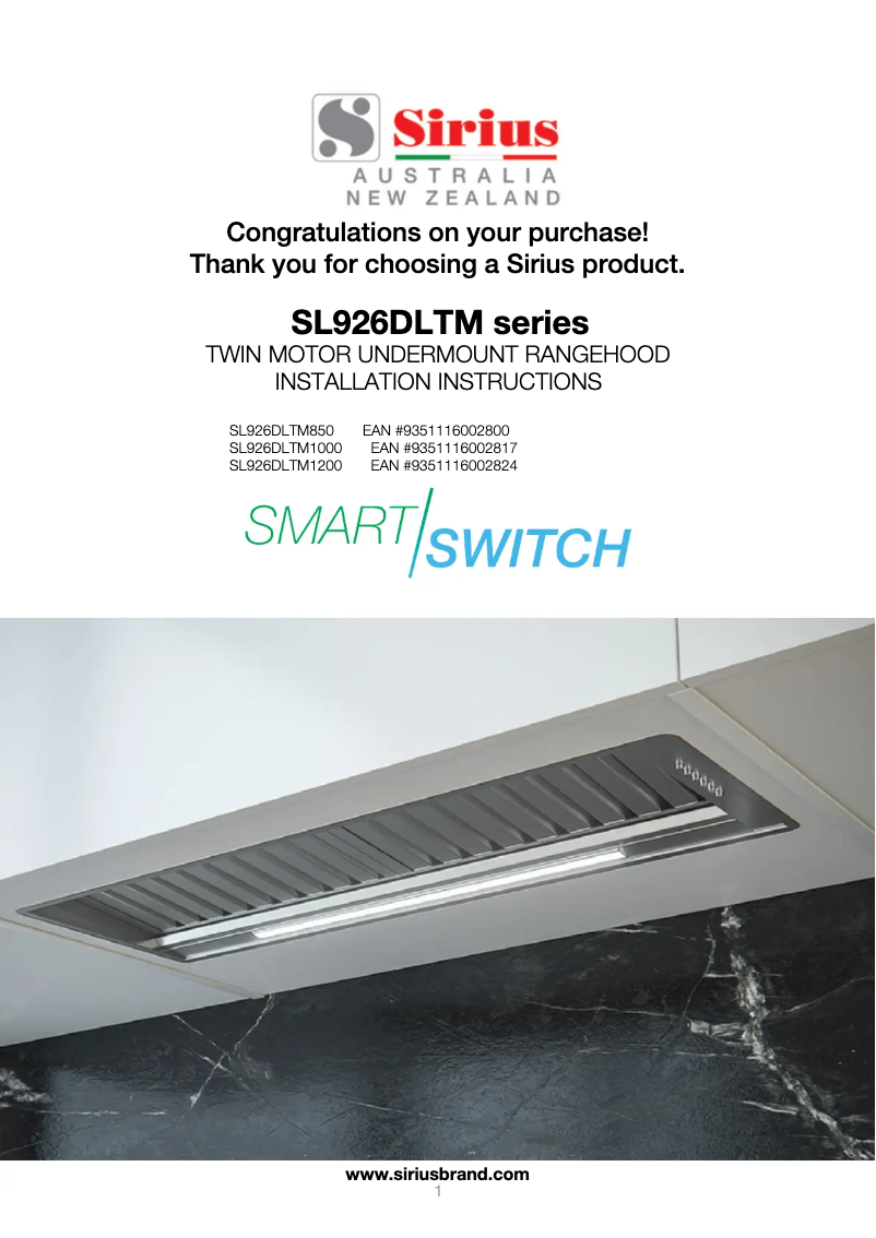 Image de la première page du manuel de l'appareil SL926DLTM1200