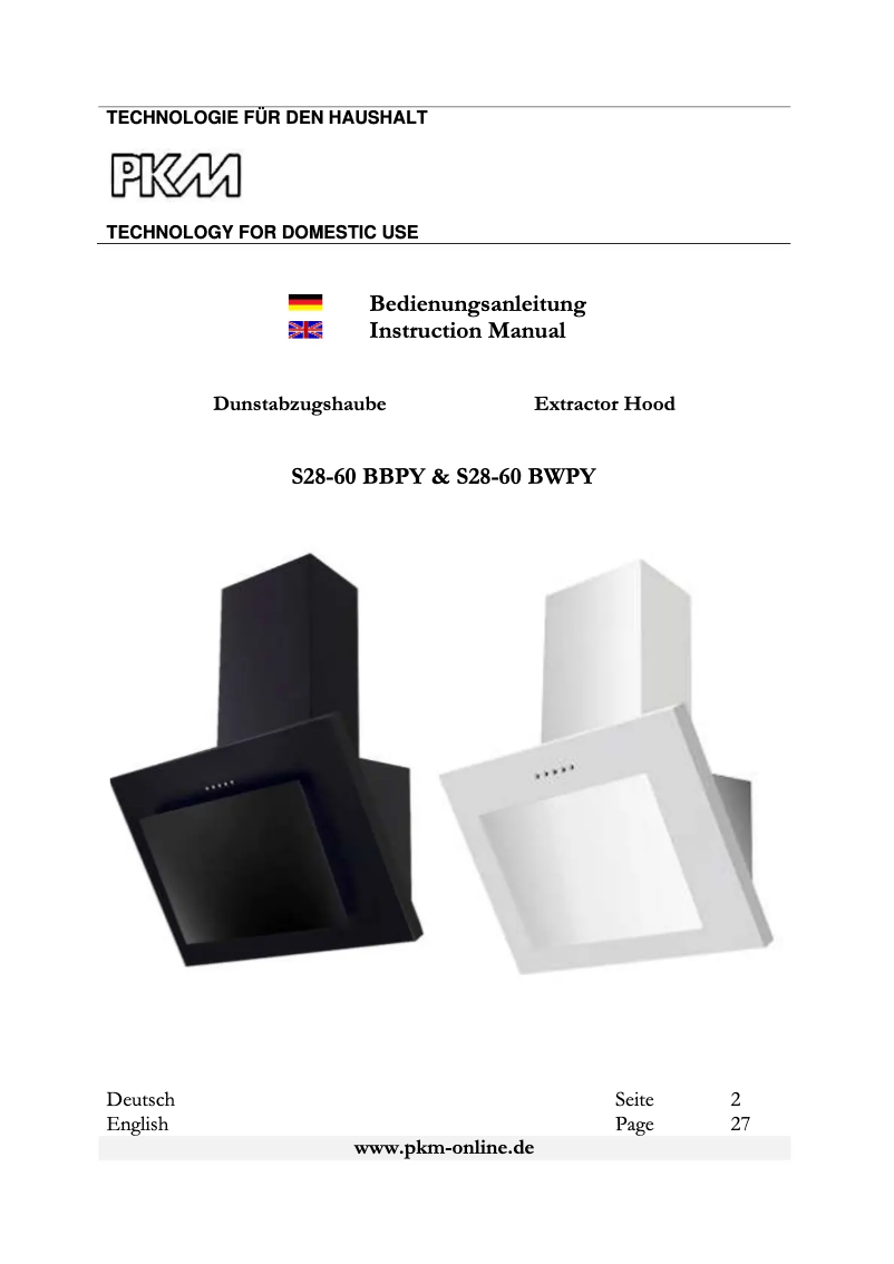 Image de la première page du manuel de l'appareil S28-60 BWPY