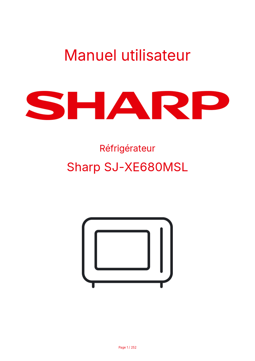 Image de la première page du manuel de l'appareil SJ-XE680MSL