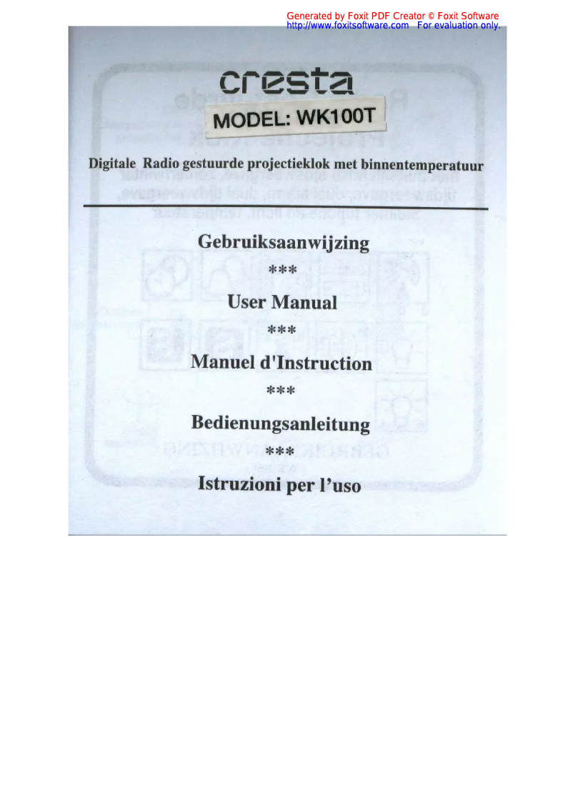 Page 1 de la notice Manuel utilisateur Cresta WK100T