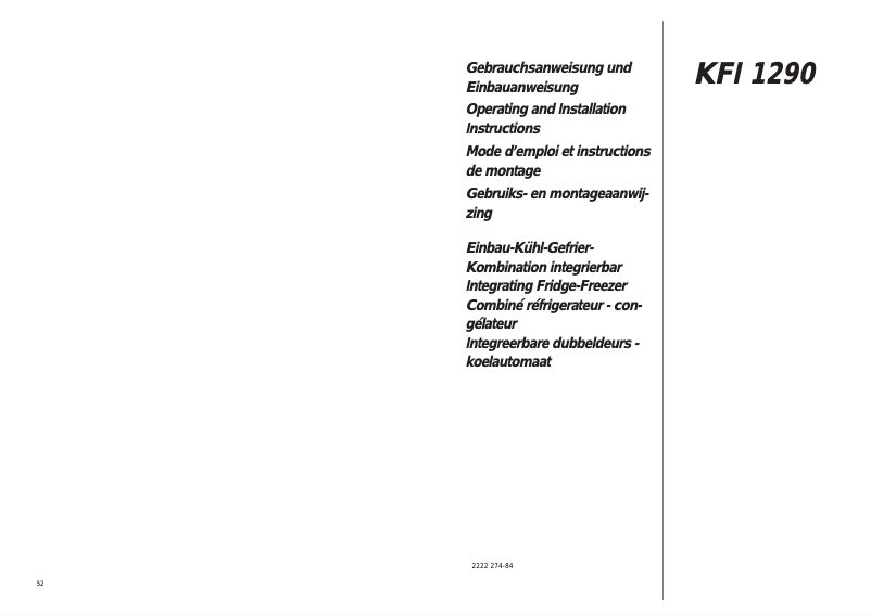 Page n°1 - Manuel utilisateur Blomberg KFI1290