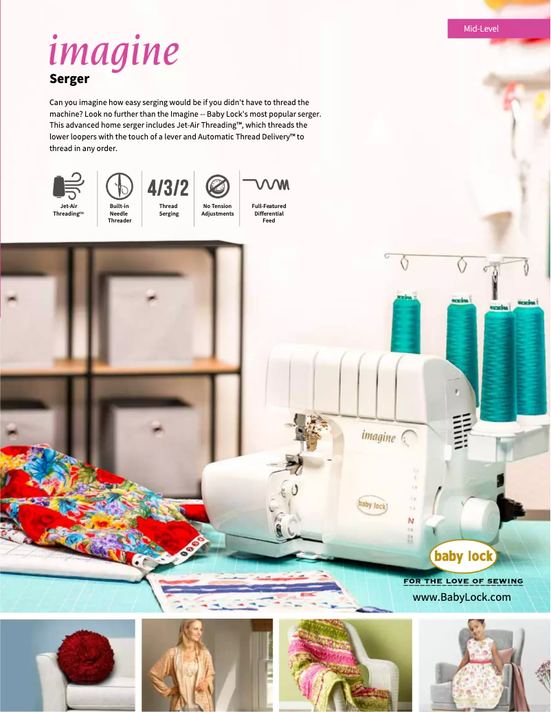 Page 1 de la notice Fiche technique Baby Lock Imagine BLE 1AT-2