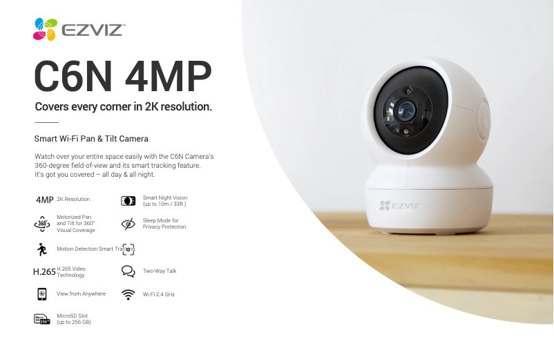 Page 1 de la notice Fiche technique EZVIZ C6N 4MP