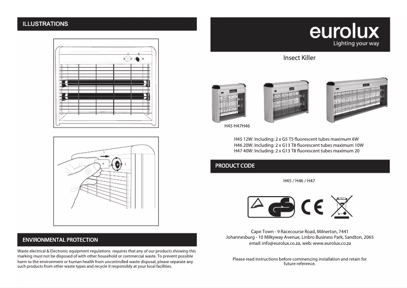 Page 1 de la notice Manuel utilisateur Eurolux H47