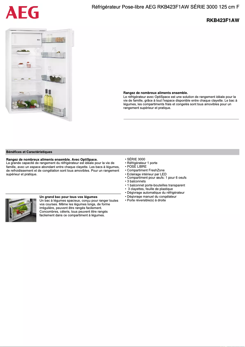 Página 1 del manual Ficha técnica AEG RKB423F1AW