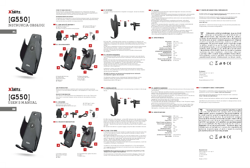 Page 1 de la notice Manuel utilisateur Xblitz G400